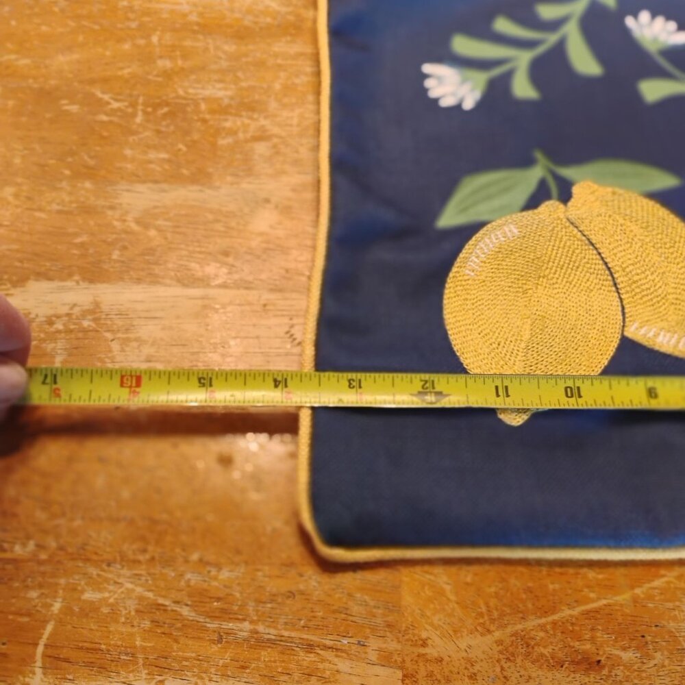 Embroidered Lemons & Daisies Table Runner Blue Background Nautica Home 48"x14" - Picture 7 of 9